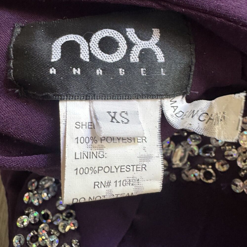 Nox Anabel Purple One Shoulder Prom Dress Gown Cutout Rhinestone Beaded XS Chic - Picture 3 of 14